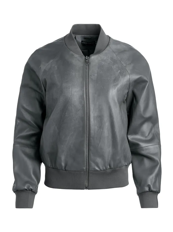 Jackets Coats Women Alice Olivia Felisa Leather Bomber Charcoal