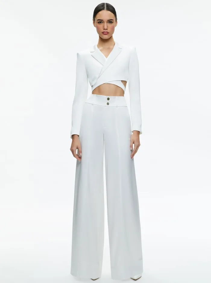 Jackets Coats Women Alice Olivia Leone Cropped Wrap Blazer Off White
