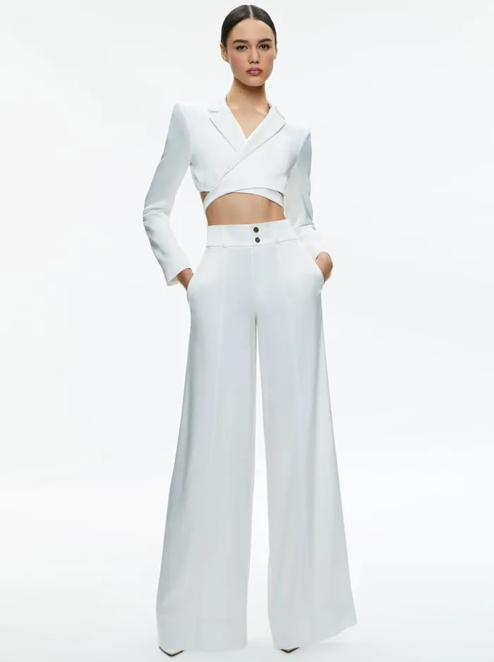 Jackets Coats Women Alice Olivia Leone Cropped Wrap Blazer Off White