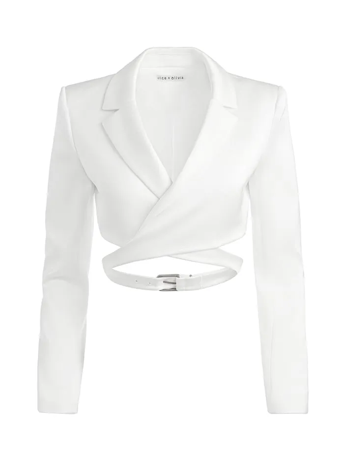 Jackets Coats Women Alice Olivia Leone Cropped Wrap Blazer Off White