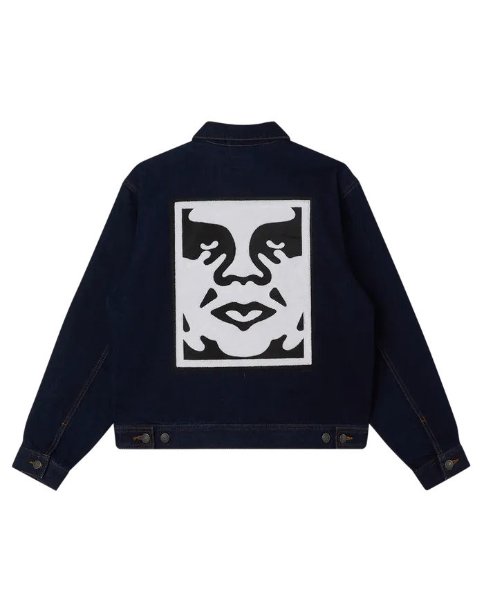 JACKETS Men OBEY Clothing ICON HARDWORK ZIP JACKET Rinse Indigo
