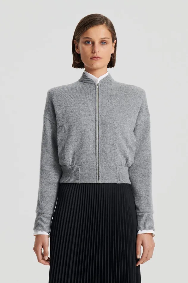 Jackets Women Scanlan Theodore CASHMERE BOMBER Grey Melange Jackets Women Scanlan Theodore CASHMERE BOMBER Grey Melange