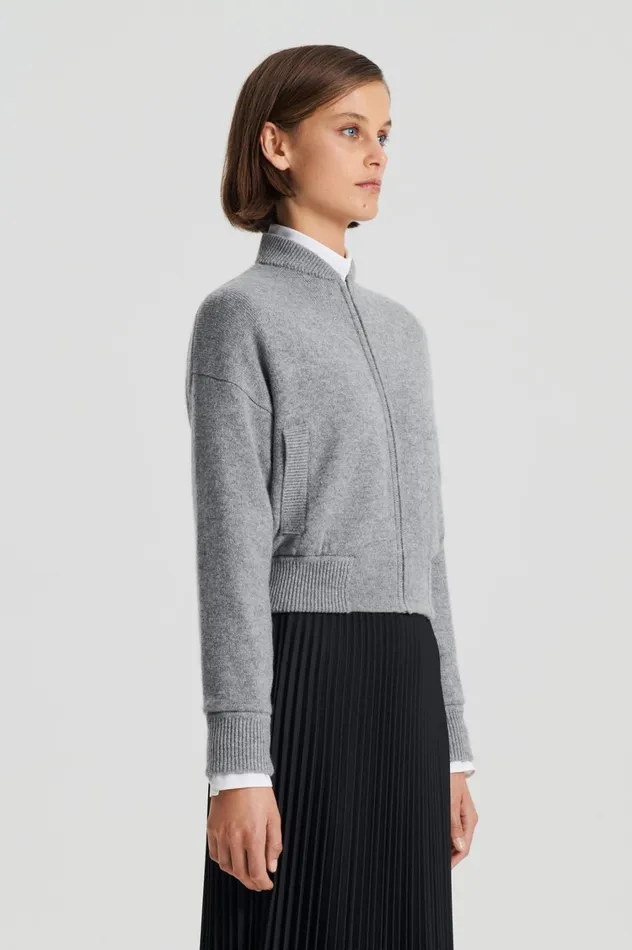 Jackets Women Scanlan Theodore CASHMERE BOMBER Grey Melange Jackets Women Scanlan Theodore CASHMERE BOMBER Grey Melange