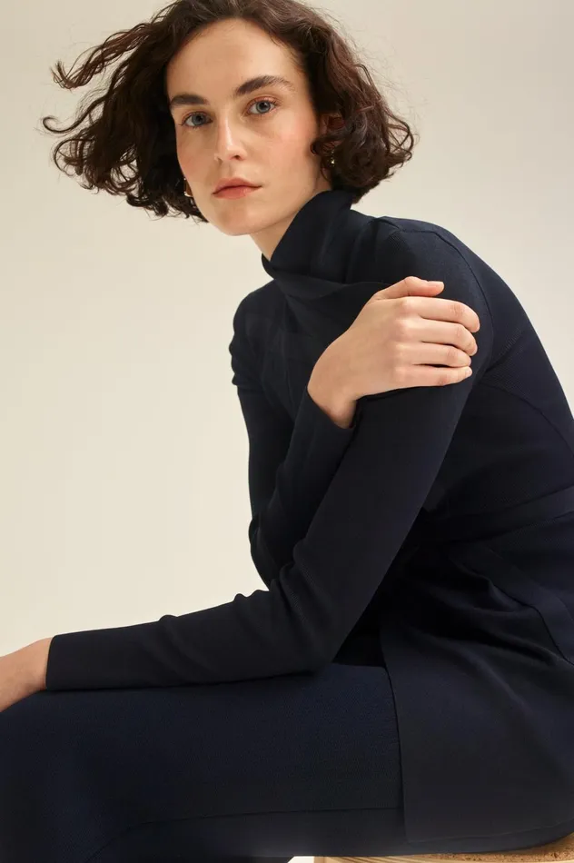 Jackets Women Scanlan Theodore CREPE KNIT DRAPE FRONT JACKET Navy Jackets Women Scanlan Theodore CREPE KNIT DRAPE FRONT JACKET Navy