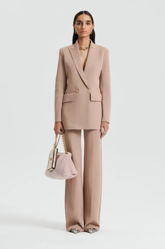 Jackets Women Scanlan Theodore CREPE KNIT TAILORED BLAZER Oat