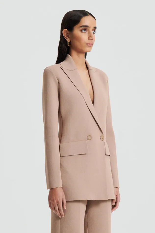 Jackets Women Scanlan Theodore CREPE KNIT TAILORED BLAZER Oat Jackets Women Scanlan Theodore CREPE KNIT TAILORED BLAZER Oat