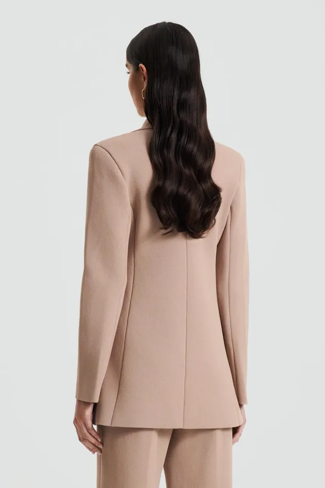 Jackets Women Scanlan Theodore CREPE KNIT TAILORED BLAZER Oat Jackets Women Scanlan Theodore CREPE KNIT TAILORED BLAZER Oat
