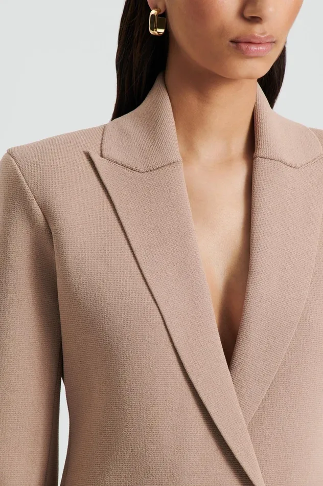 Jackets Women Scanlan Theodore CREPE KNIT TAILORED BLAZER Oat Jackets Women Scanlan Theodore CREPE KNIT TAILORED BLAZER Oat