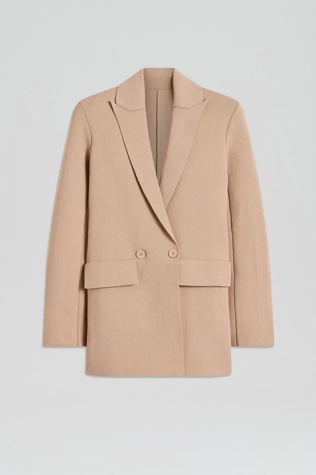 Jackets Women Scanlan Theodore CREPE KNIT TAILORED BLAZER Oat Jackets Women Scanlan Theodore CREPE KNIT TAILORED BLAZER Oat