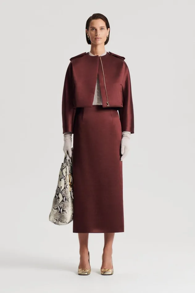 Jackets Women Scanlan Theodore SATIN COCOON SLEEVE JACKET Burgundy