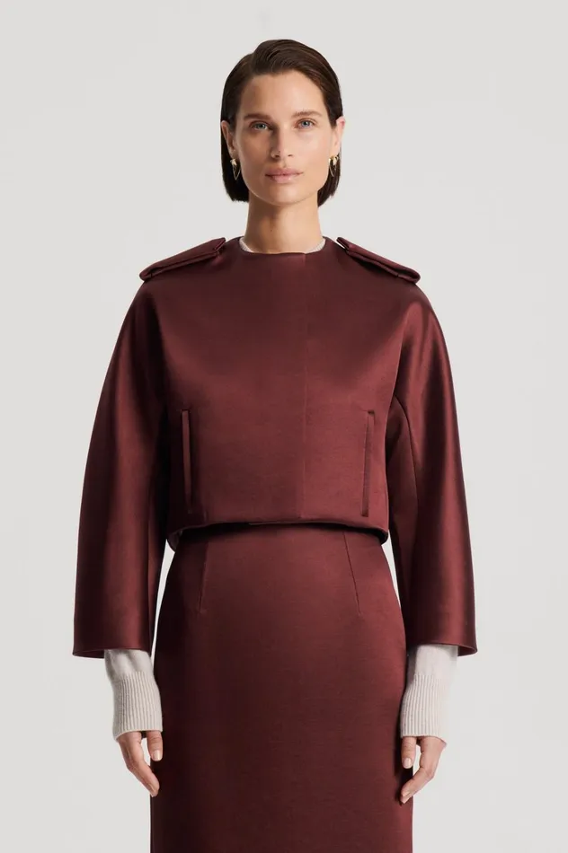 Jackets Women Scanlan Theodore SATIN COCOON SLEEVE JACKET Burgundy Jackets Women Scanlan Theodore SATIN COCOON SLEEVE JACKET Burgundy