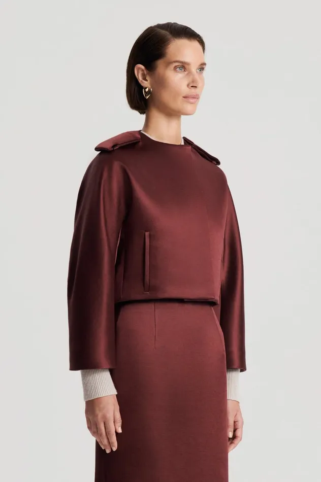 Jackets Women Scanlan Theodore SATIN COCOON SLEEVE JACKET Burgundy Jackets Women Scanlan Theodore SATIN COCOON SLEEVE JACKET Burgundy