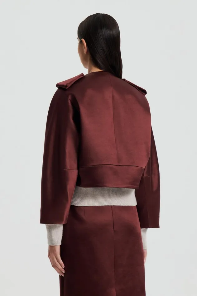 Jackets Women Scanlan Theodore SATIN COCOON SLEEVE JACKET Burgundy Jackets Women Scanlan Theodore SATIN COCOON SLEEVE JACKET Burgundy