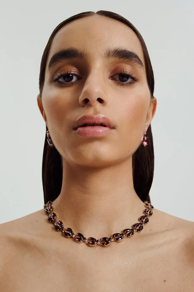Jewelry Women Scanlan Theodore CRYSTAL LEAF CHOKER Mulberry
