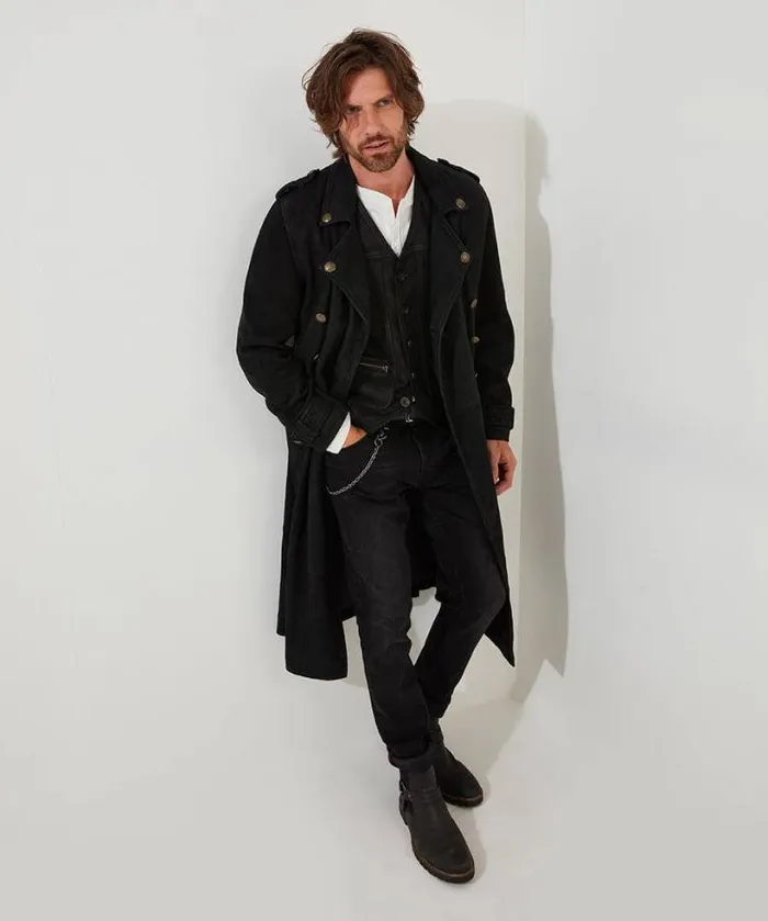 Joe Browns Coats and Jackets Men Black Suede Longline Military Jacket Black Joe Browns Coats and Jackets Men Black Suede Longline Military Jacket Black
