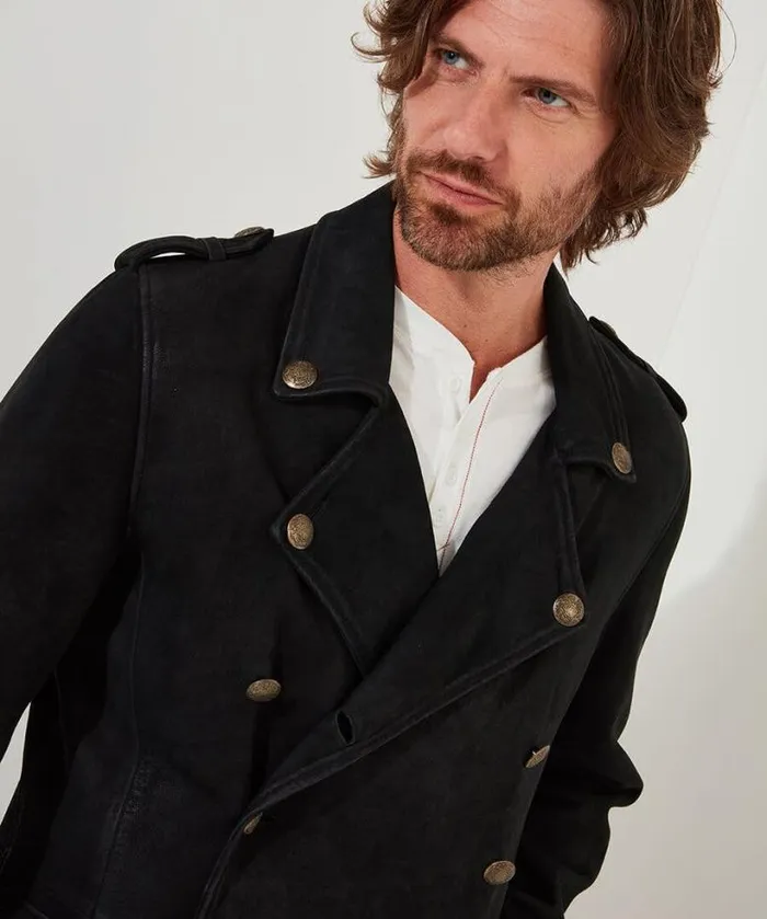 Joe Browns Coats and Jackets Men Black Suede Longline Military Jacket Black Joe Browns Coats and Jackets Men Black Suede Longline Military Jacket Black