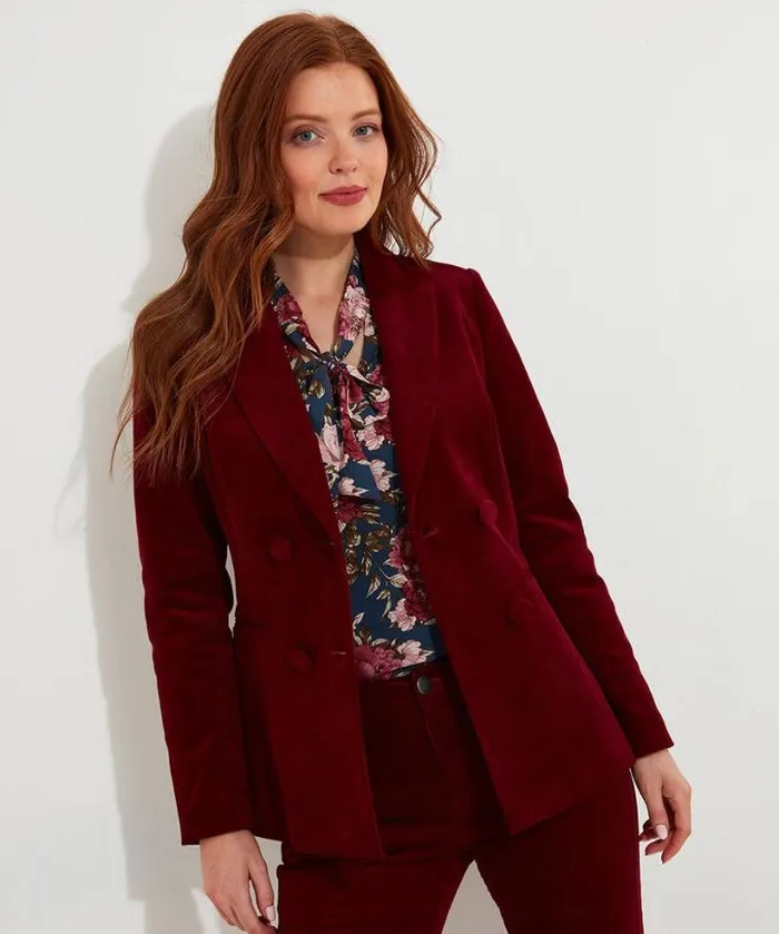 Joe Browns Coats and Jackets Women Double Breasted Cord Jacket Berry Joe Browns Coats and Jackets Women Double Breasted Cord Jacket Berry