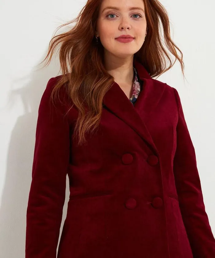 Joe Browns Coats and Jackets Women Double Breasted Cord Jacket Berry Joe Browns Coats and Jackets Women Double Breasted Cord Jacket Berry