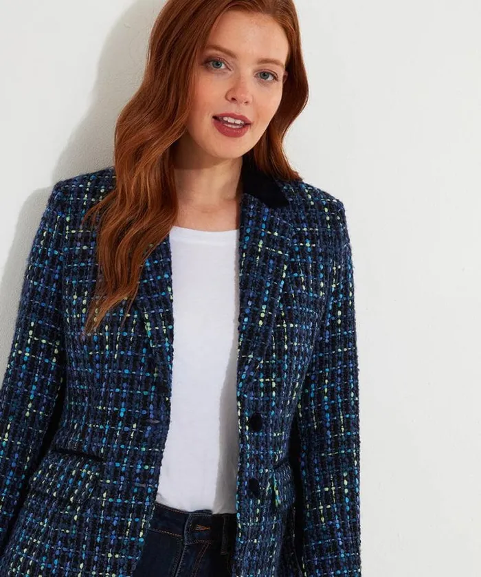 Joe Browns Coats and Jackets Women Tiah Tweed Jacket Blue Joe Browns Coats and Jackets Women Tiah Tweed Jacket Blue