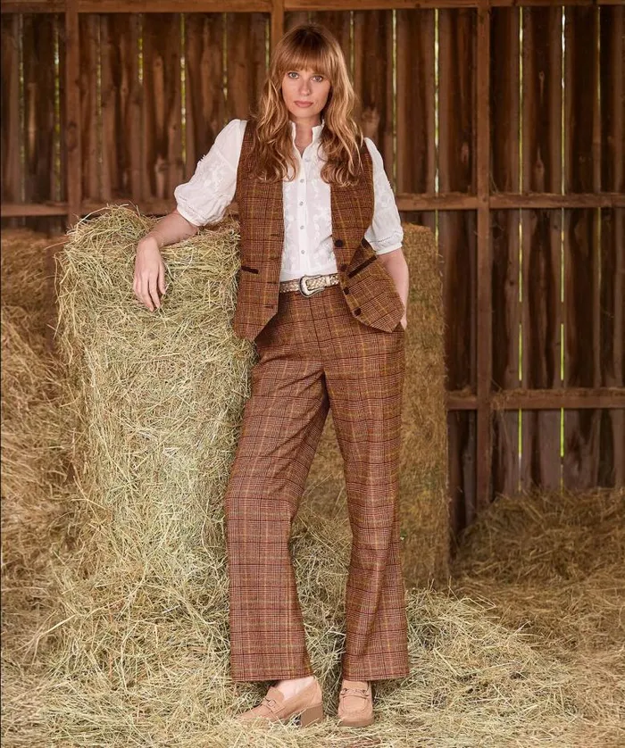 Joe Browns Jeans and Trousers Women Heritage Check Trousers Brown Joe Browns Jeans and Trousers Women Heritage Check Trousers Brown