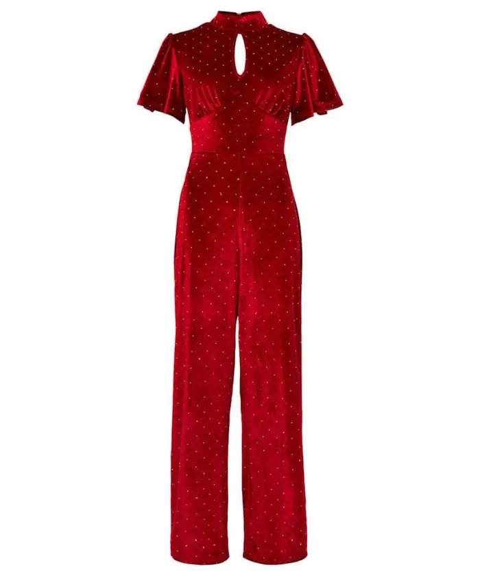 Joe Browns Jeans and Trousers Women Loretta Velour Jumpsuit Berry Joe Browns Jeans and Trousers Women Loretta Velour Jumpsuit Berry