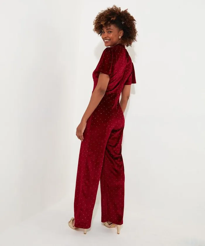 Joe Browns Jeans and Trousers Women Loretta Velour Jumpsuit Berry Joe Browns Jeans and Trousers Women Loretta Velour Jumpsuit Berry