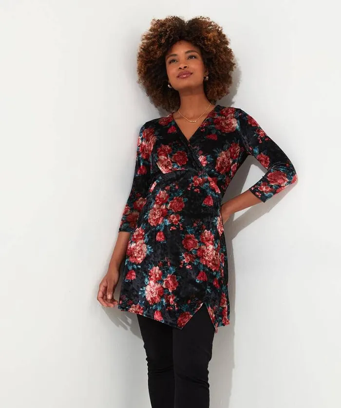 Joe Browns Tops Tunics and Blouses Women Favourite Festive Crushed Velour Tunic Berry