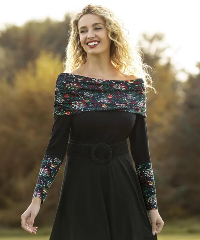 Joe Browns Tops Tunics and Blouses Women Festive Bardot Tunic Black Joe Browns Tops Tunics and Blouses Women Festive Bardot Tunic Black