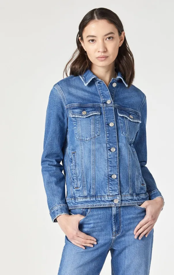 Katy Jacket In Dark Recycled Blue Women Mavi Jeans Jackets