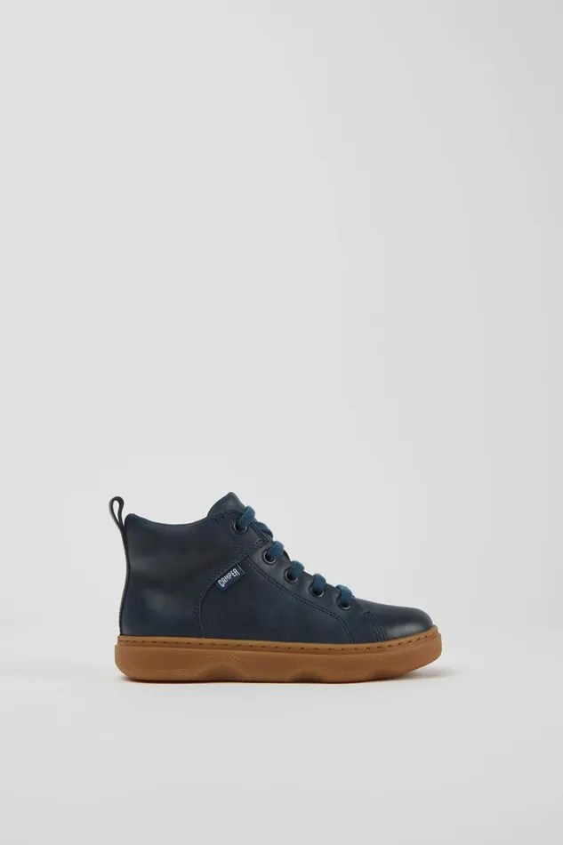 Kids Kiddo Blue Leather Ankle Boots Camper Boots Kids Kiddo Blue Leather Ankle Boots Camper Boots