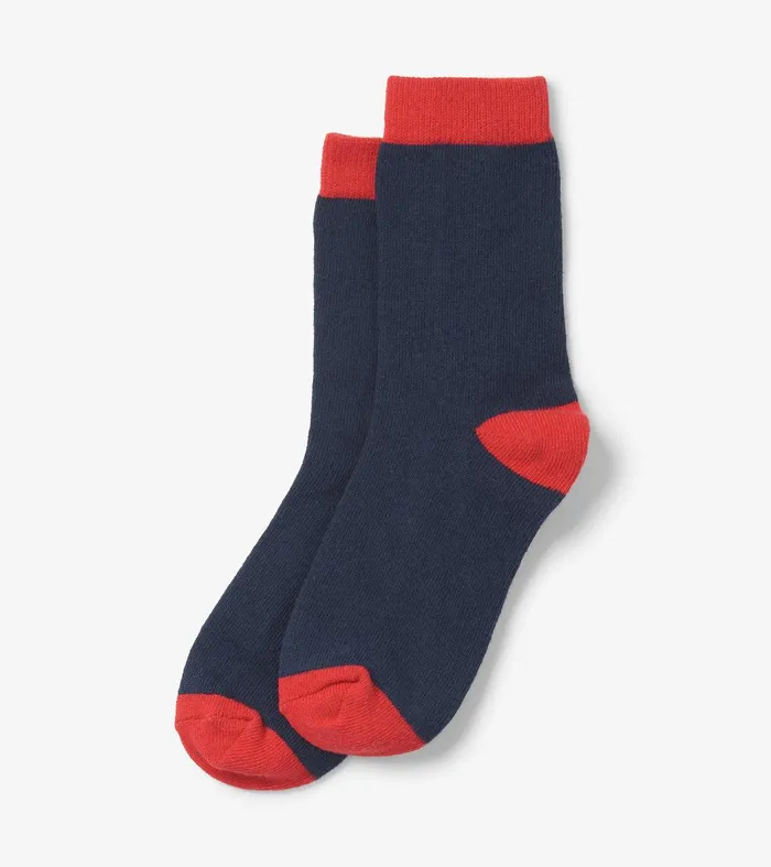 Kids Navy and Red Crew Socks Hatley