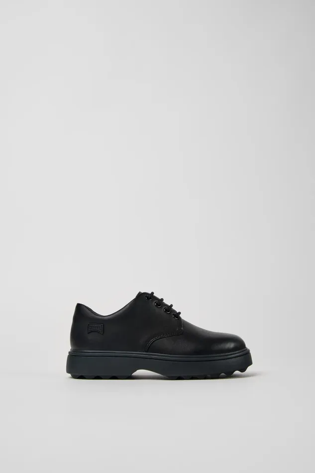 Kids Norte Black Leather Laceup Shoes For Kids Camper Casual Shoes Kids Norte Black Leather Laceup Shoes For Kids Camper Casual Shoes