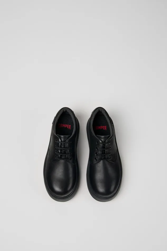 Kids Norte Black Leather Laceup Shoes For Kids Camper Casual Shoes Kids Norte Black Leather Laceup Shoes For Kids Camper Casual Shoes