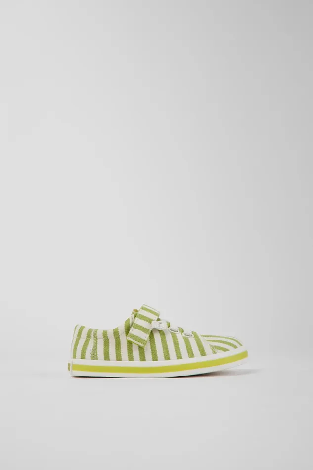 Kids Peu Rambla Green And White Striped Recycled Cotton Shoes For Kids Camper Sneakers Kids Peu Rambla Green And White Striped Recycled Cotton Shoes For Kids Camper Sneakers