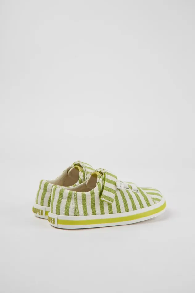 Kids Peu Rambla Green And White Striped Recycled Cotton Shoes For Kids Camper Sneakers Kids Peu Rambla Green And White Striped Recycled Cotton Shoes For Kids Camper Sneakers