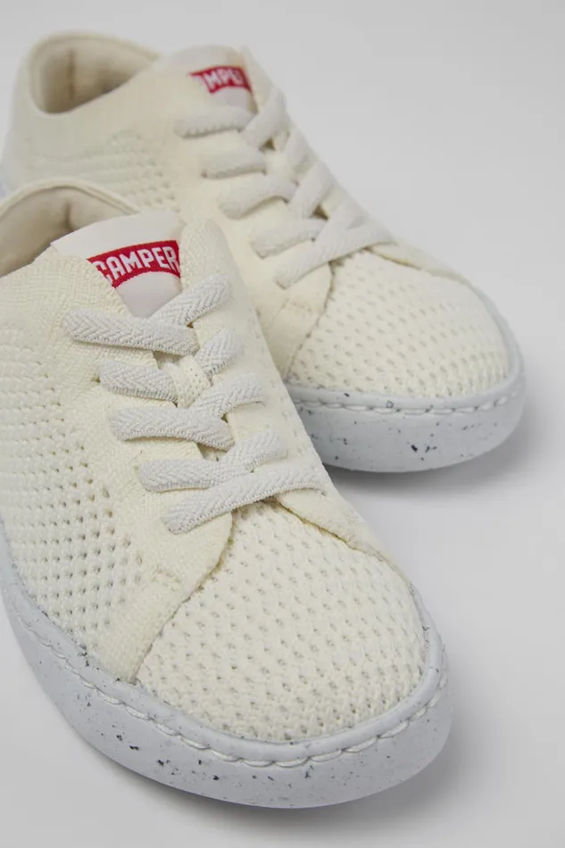 Kids Peu Touring White Textile Shoes For Kids Camper Sneakers