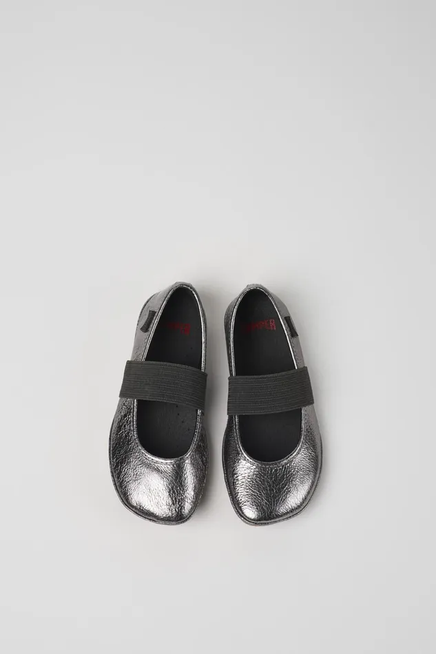 Kids Right Metallic Grey Leather Ballerinas For Kids Camper Ballerinas Kids Right Metallic Grey Leather Ballerinas For Kids Camper Ballerinas
