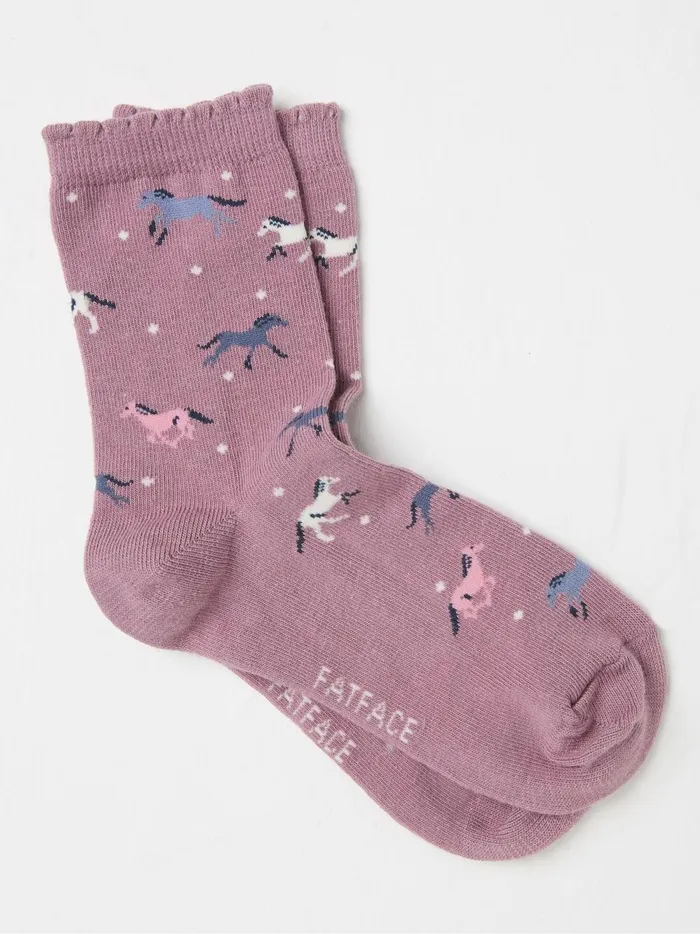 Kids Socks Fat Face Pink Horse Socks 1 Pack