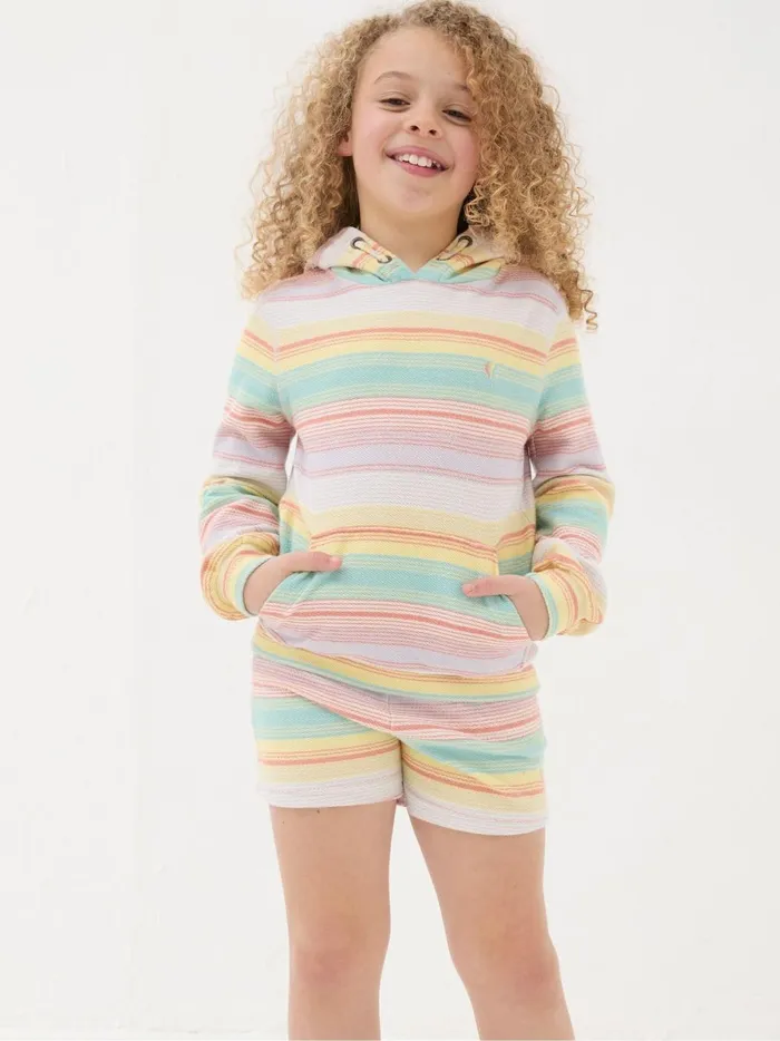 Kids Sweatshirts and Hoodies Fat Face Textured Stripe Multi Popover Hoodie