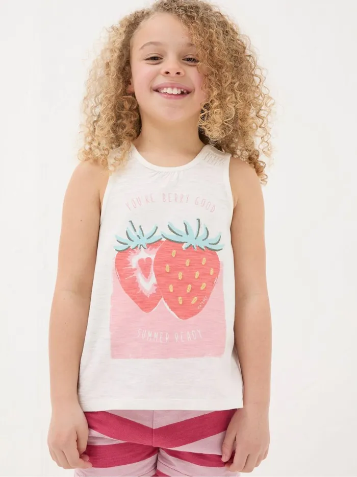 Kids Tops and TShirts Fat Face Natural Strawberry Jersey Vest Top