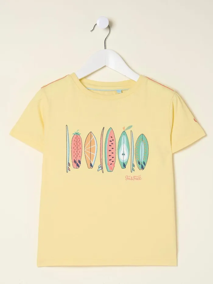 Kids Tops and TShirts Fat Face Yellow Surf Graphic TShirt