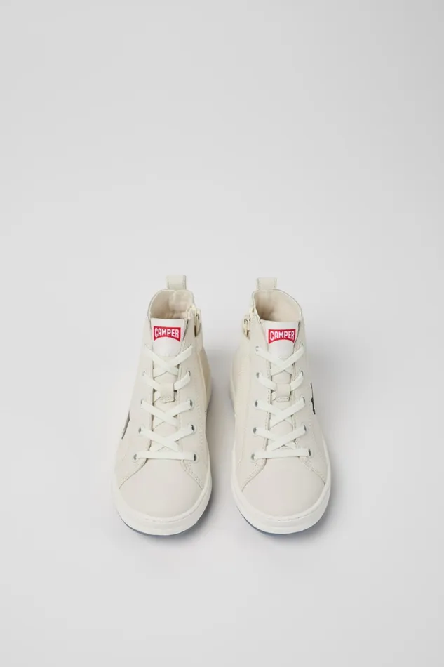 Kids Twins White And Black Leather Ankle Boots For Kids Camper Boots Kids Twins White And Black Leather Ankle Boots For Kids Camper Boots