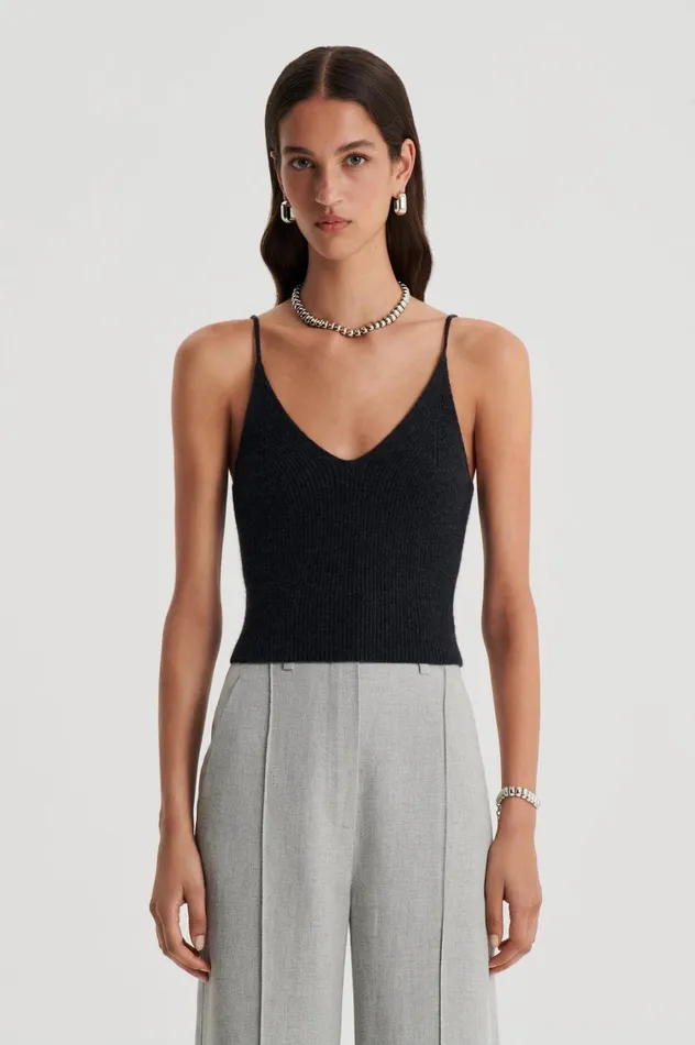 Knitwear Women Scanlan Theodore CASHMERE CAMISOLE Charcoal Knitwear Women Scanlan Theodore CASHMERE CAMISOLE Charcoal