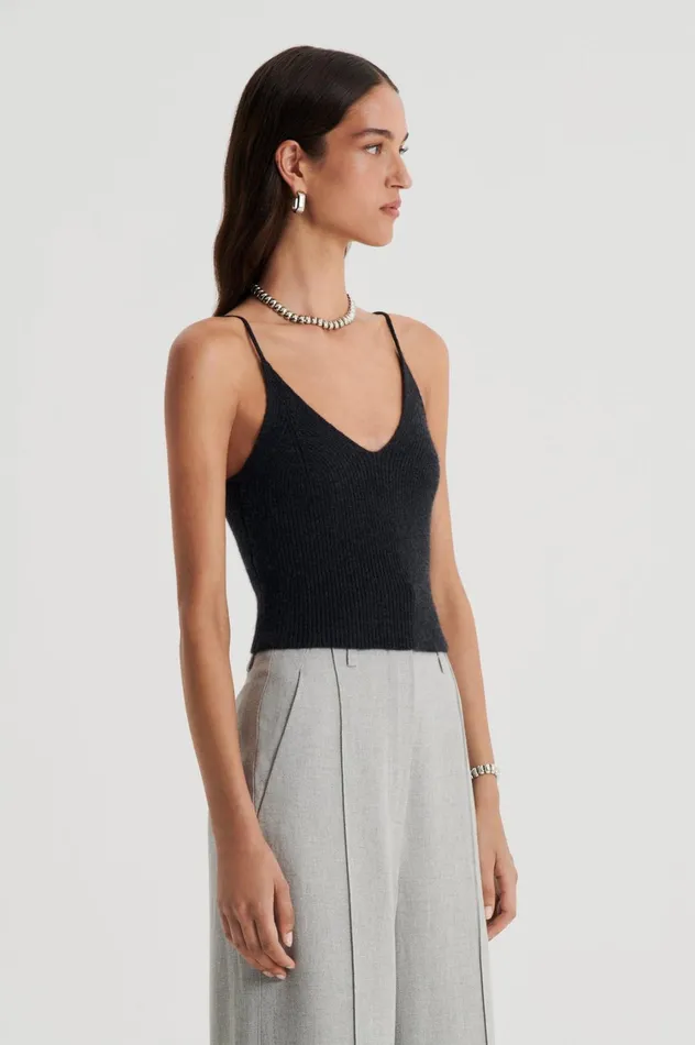 Knitwear Women Scanlan Theodore CASHMERE CAMISOLE Charcoal Knitwear Women Scanlan Theodore CASHMERE CAMISOLE Charcoal