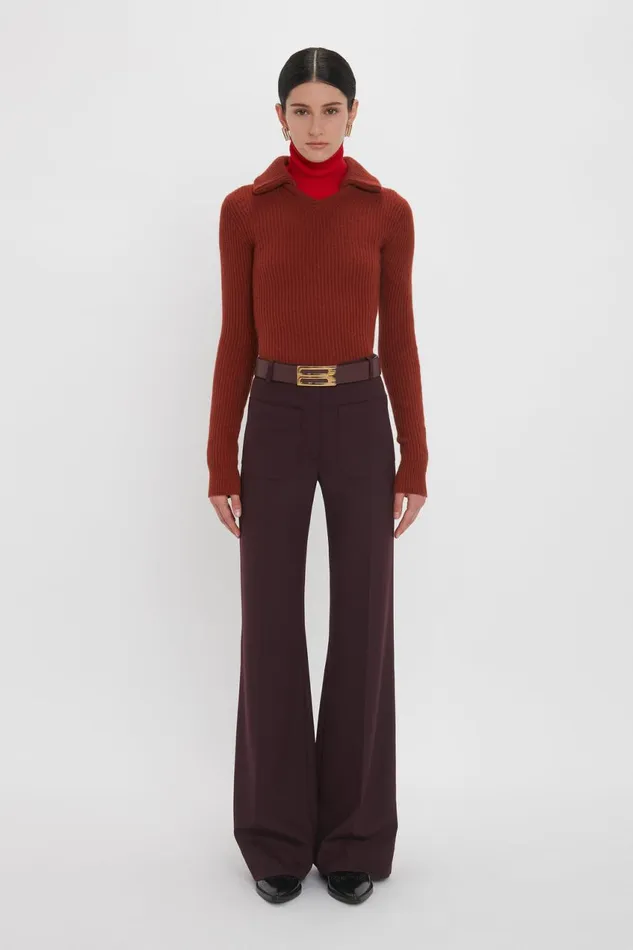 Knitwear Women Victoria Beckham Double Collared Jumper In Russet