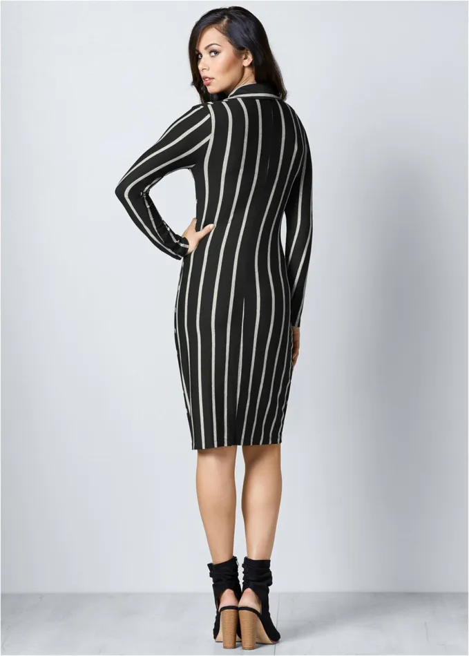 KNOT DETAIL SHIRT DRESS Black Multi Women VENUS Midi Dresses