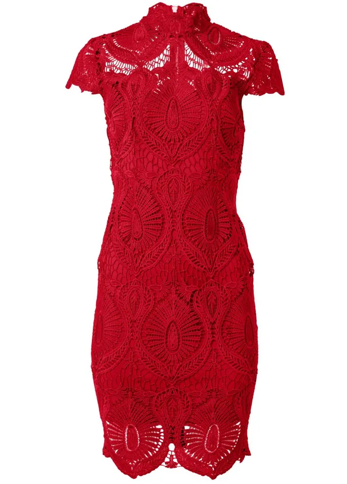 LACE MIDI DRESS Red Women VENUS Midi Dresses