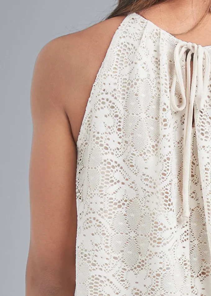 LACE SLEEVELESS TOP Cream Multi Women VENUS Night Out Tops