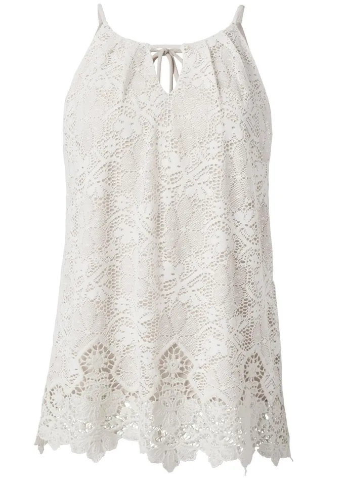 LACE SLEEVELESS TOP Cream Multi Women VENUS Night Out Tops