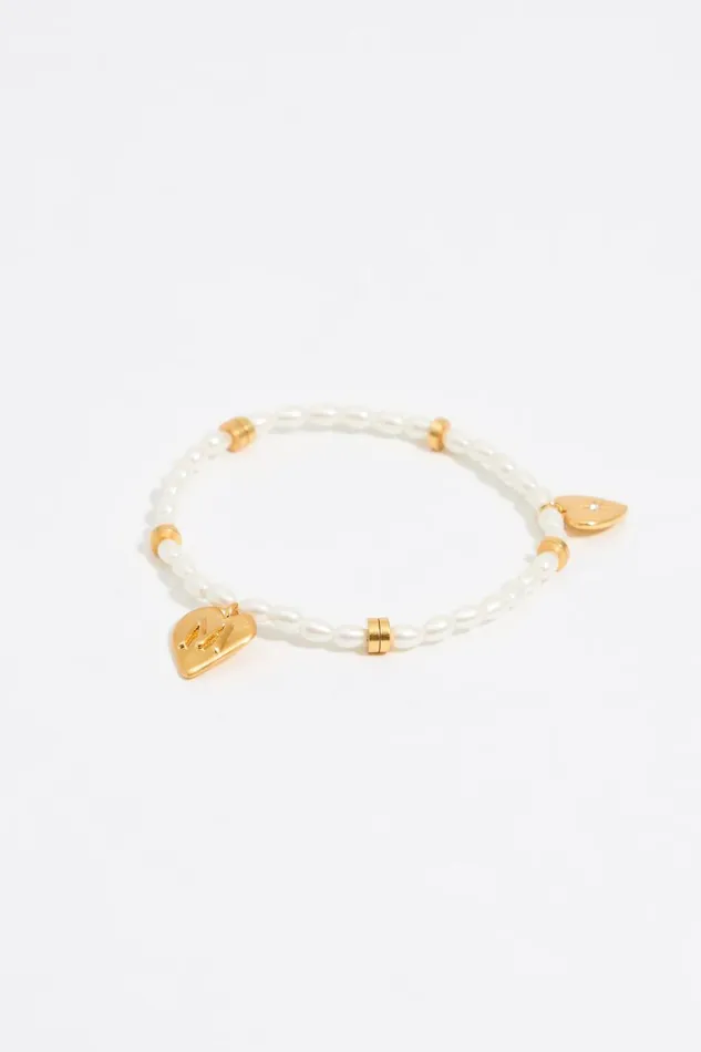 Letter M Heart And Pearl Bracelet Gold Women Bimba Y Lola Alphabet